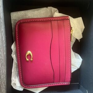 Coach Pink Leather Wallet with Gold Accent